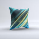Teal & Yellow Abstract Glowing Lines  Ink-Fuzed Decorative Throw Pillow
