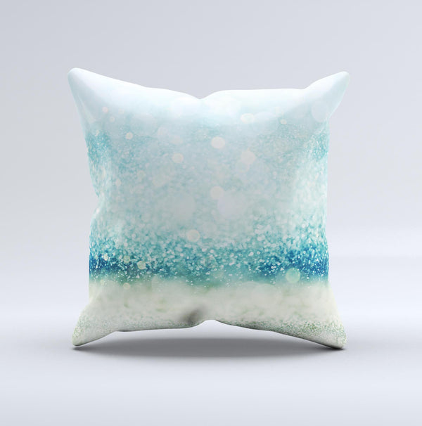 The Teal and Aqua Unfocused Sparkling Orbs ink-Fuzed Decorative Throw Pillow