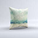 The Teal and Gold Unfocused Orbs of Light ink-Fuzed Decorative Throw Pillow