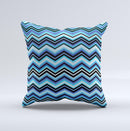 Thin Striped Blue Layered Chevron Pattern  Ink-Fuzed Decorative Throw Pillow