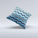 Thin Striped Blue Layered Chevron Pattern  Ink-Fuzed Decorative Throw Pillow