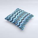 Thin Striped Blue Layered Chevron Pattern  Ink-Fuzed Decorative Throw Pillow