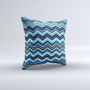 Thin Striped Blue Layered Chevron Pattern  Ink-Fuzed Decorative Throw Pillow