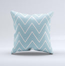 Three-Lined Blue & White Chevron Pattern Ink-Fuzed Decorative Throw Pillow