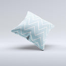 Three-Lined Blue & White Chevron Pattern Ink-Fuzed Decorative Throw Pillow