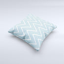 Three-Lined Blue & White Chevron Pattern Ink-Fuzed Decorative Throw Pillow