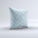 Three-Lined Blue & White Chevron Pattern Ink-Fuzed Decorative Throw Pillow