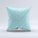 Aqua Blue & White Swirls Ink-Fuzed Decorative Throw Pillow