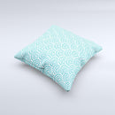 Aqua Blue & White Swirls Ink-Fuzed Decorative Throw Pillow