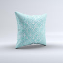 Aqua Blue & White Swirls Ink-Fuzed Decorative Throw Pillow