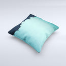 Aqua Green Abstract Swirls with Dark Ink-Fuzed Decorative Throw Pillow