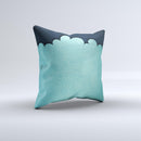 Aqua Green Abstract Swirls with Dark Ink-Fuzed Decorative Throw Pillow