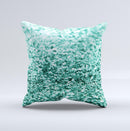 Aqua Green Glimmer Ink-Fuzed Decorative Throw Pillow