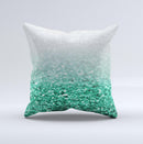 Aqua Green & Silver Glimmer Fade  Ink-Fuzed Decorative Throw Pillow