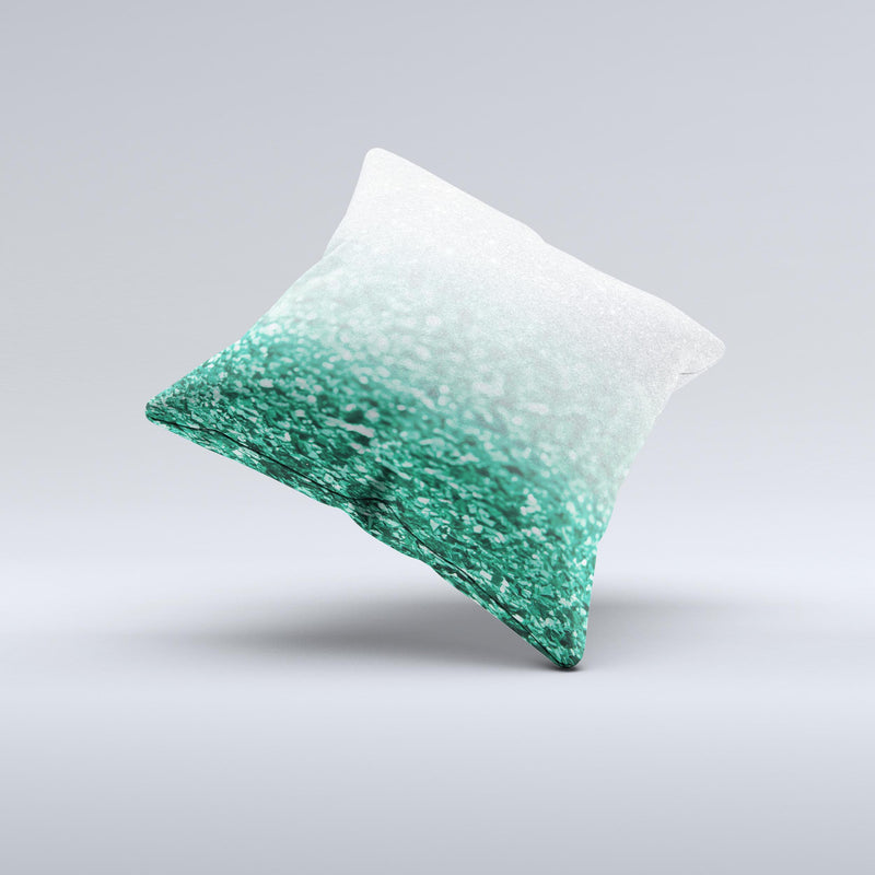 Aqua Green & Silver Glimmer Fade  Ink-Fuzed Decorative Throw Pillow