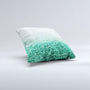 Aqua Green & Silver Glimmer Fade  Ink-Fuzed Decorative Throw Pillow