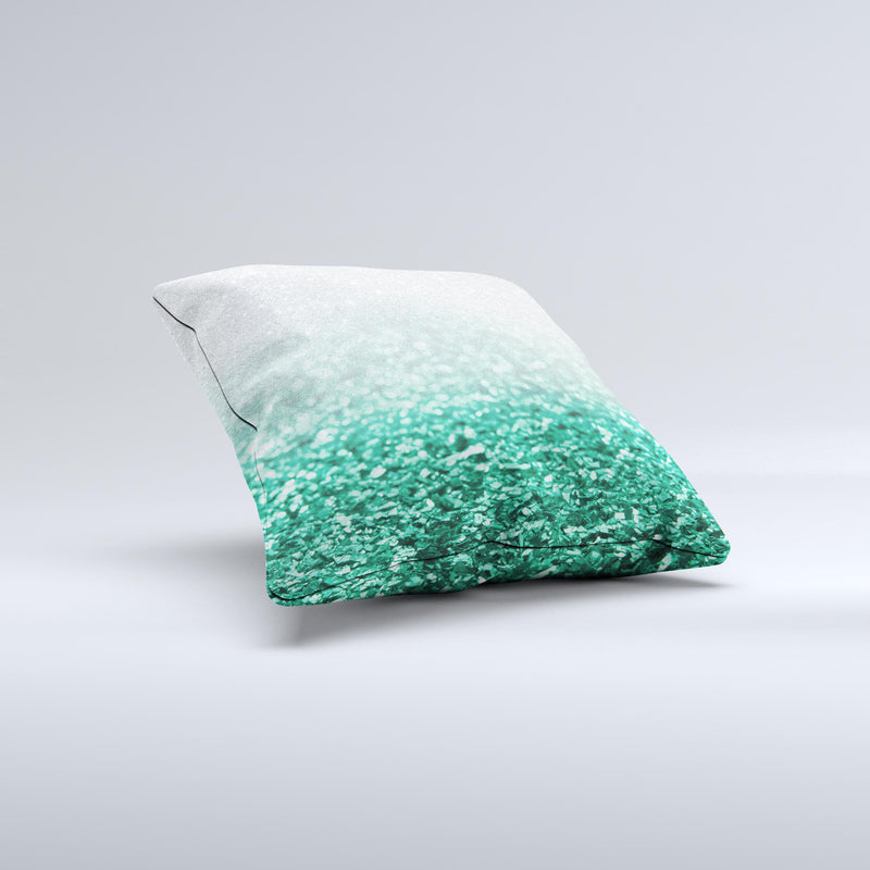 Aqua Green & Silver Glimmer Fade  Ink-Fuzed Decorative Throw Pillow
