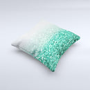 Aqua Green & Silver Glimmer Fade  Ink-Fuzed Decorative Throw Pillow