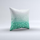 Aqua Green & Silver Glimmer Fade  Ink-Fuzed Decorative Throw Pillow