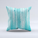 Trendy Blue Abstract Wood Planks Ink-Fuzed Decorative Throw Pillow