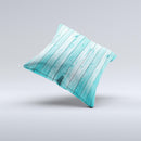 Trendy Blue Abstract Wood Planks Ink-Fuzed Decorative Throw Pillow