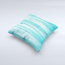 Trendy Blue Abstract Wood Planks Ink-Fuzed Decorative Throw Pillow