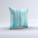 Trendy Blue Abstract Wood Planks Ink-Fuzed Decorative Throw Pillow