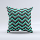 Trendy Green-Black-Gray Chevron Pattern  Ink-Fuzed Decorative Throw Pillow