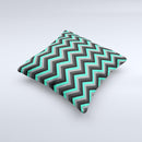 Trendy Green-Black-Gray Chevron Pattern  Ink-Fuzed Decorative Throw Pillow
