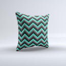 Trendy Green-Black-Gray Chevron Pattern  Ink-Fuzed Decorative Throw Pillow