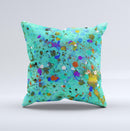 Trendy Green with Splattered Paint Droplets Ink-Fuzed Decorative Throw Pillow