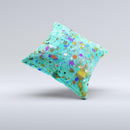 Trendy Green with Splattered Paint Droplets Ink-Fuzed Decorative Throw Pillow