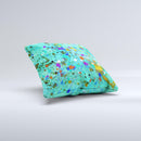 Trendy Green with Splattered Paint Droplets Ink-Fuzed Decorative Throw Pillow