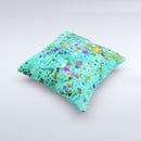 Trendy Green with Splattered Paint Droplets Ink-Fuzed Decorative Throw Pillow