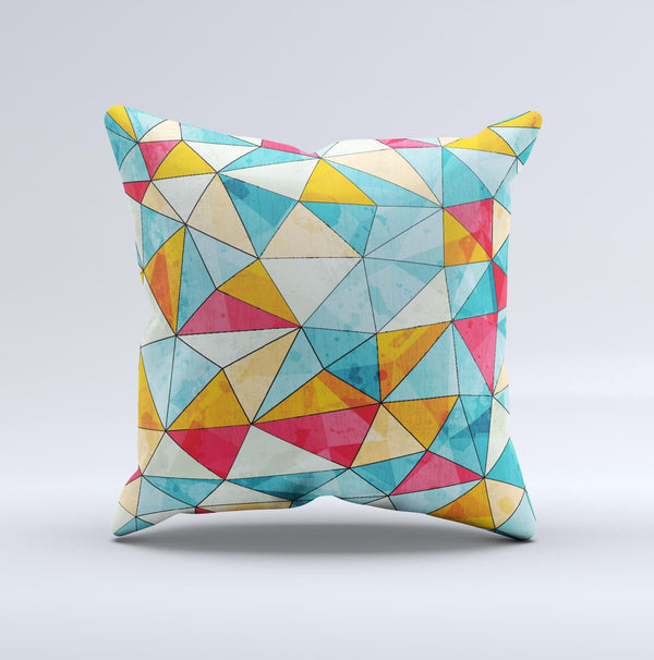 The Triangular Geometric Pattern ink-Fuzed Decorative Throw Pillow