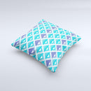 Triangular Teal & Purple Abstract Cubes Ink-Fuzed Decorative Throw Pillow