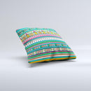 Tribal Vector Green & Pink Abstract Pattern V3 Ink-Fuzed Decorative Throw Pillow