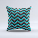 Turquoise-Black-Gray Chevron Pattern  Ink-Fuzed Decorative Throw Pillow