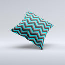 Turquoise-Black-Gray Chevron Pattern  Ink-Fuzed Decorative Throw Pillow