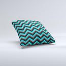 Turquoise-Black-Gray Chevron Pattern  Ink-Fuzed Decorative Throw Pillow