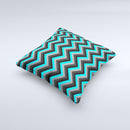 Turquoise-Black-Gray Chevron Pattern  Ink-Fuzed Decorative Throw Pillow