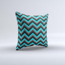 Turquoise-Black-Gray Chevron Pattern  Ink-Fuzed Decorative Throw Pillow