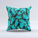 Turquoise Butterfly Bundle Ink-Fuzed Decorative Throw Pillow