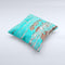 The Turquoise Chipped Paint on Wood ink-Fuzed Decorative Throw Pillow