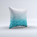 Turquoise & Silver Glimmer Fade  Ink-Fuzed Decorative Throw Pillow