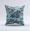 Turquoise and Gray Digital Camouflage  Ink-Fuzed Decorative Throw Pillow