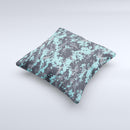 Turquoise and Gray Digital Camouflage  Ink-Fuzed Decorative Throw Pillow