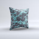 Turquoise and Gray Digital Camouflage  Ink-Fuzed Decorative Throw Pillow