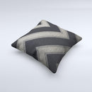 Two-Toned Dark Black Wide Chevron Pattern  Ink-Fuzed Decorative Throw Pillow