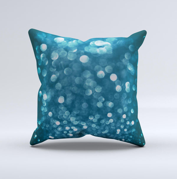The Unfocused Blue Glowing Orbs of Light ink-Fuzed Decorative Throw Pillow